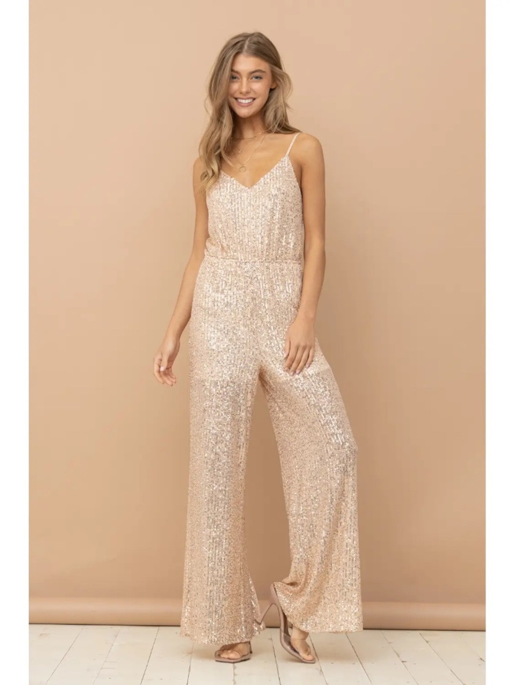 Cream Sequin Jumpsuit